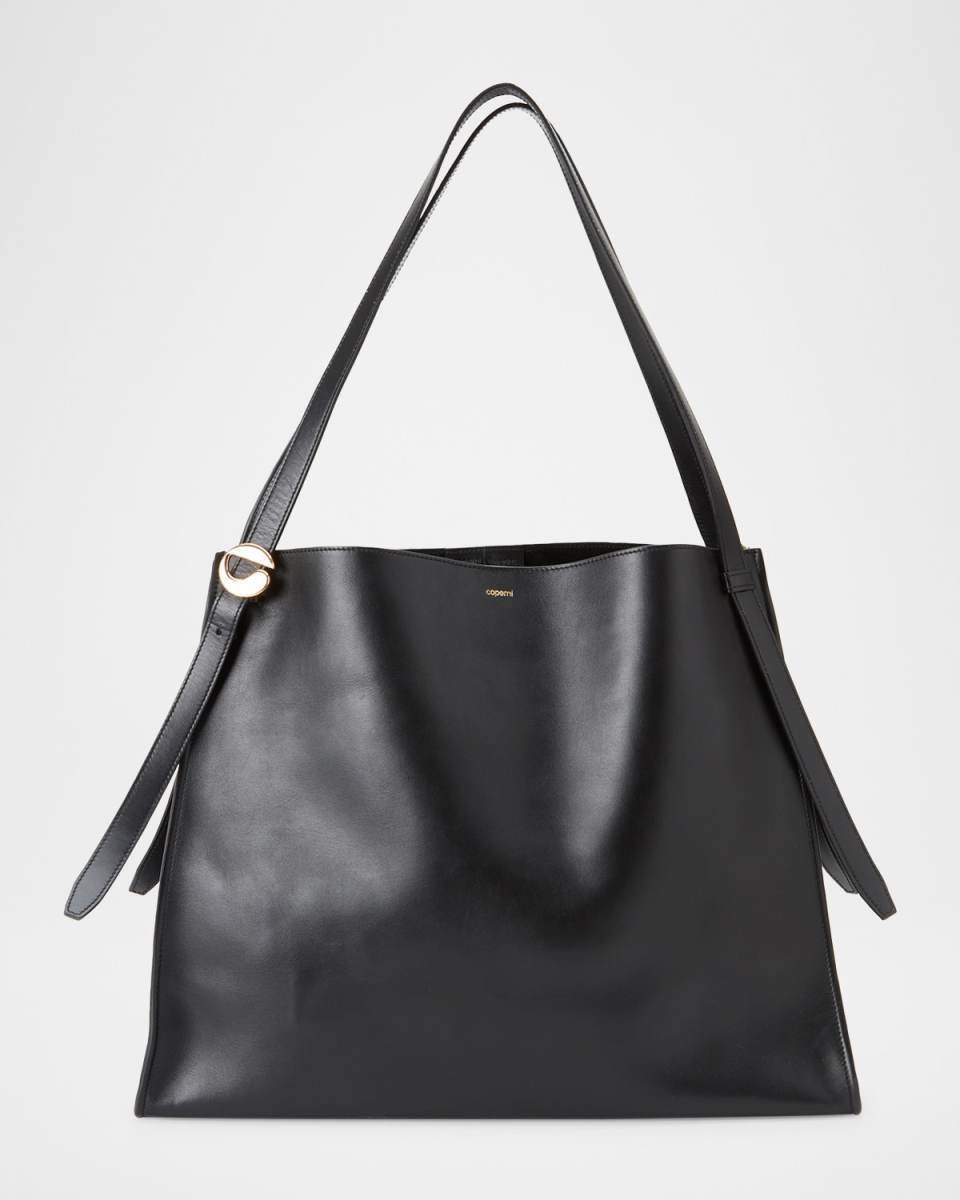 Logo Buckle Leather Tote Bag